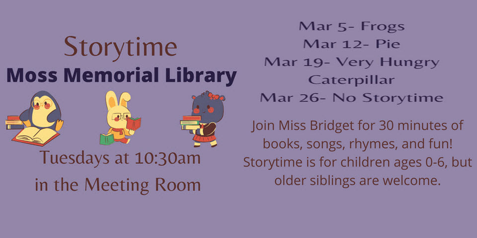 Storytime at the Moss Memorial Library
