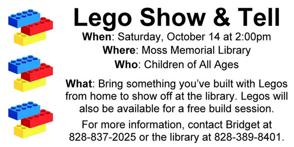 Lego Show & Tell at the Moss Memorial Library