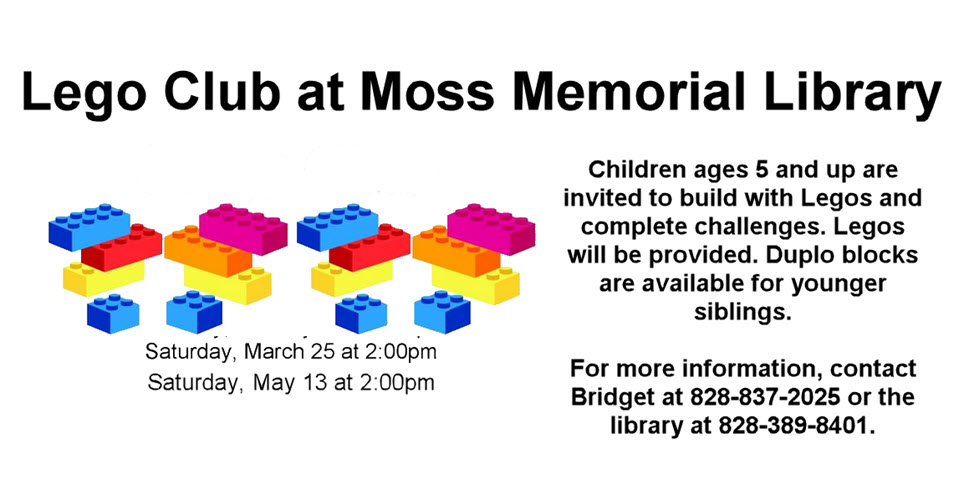 Lego Club at Moss Memorial Library