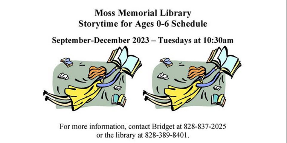 Storytime for Ages 0-6 at the Moss Memorial Library